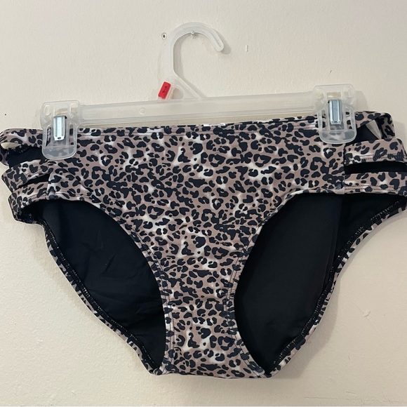 Sz M Ocean Blues women Leopard Print High-Waisted Bikini Bottoms - Picture 2 of 5